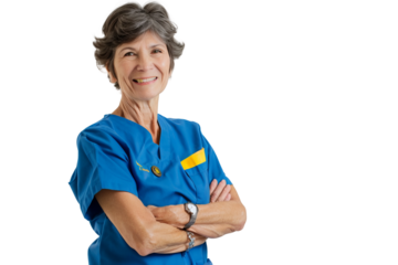 portrait of a senior female doctor isolated on transparent background