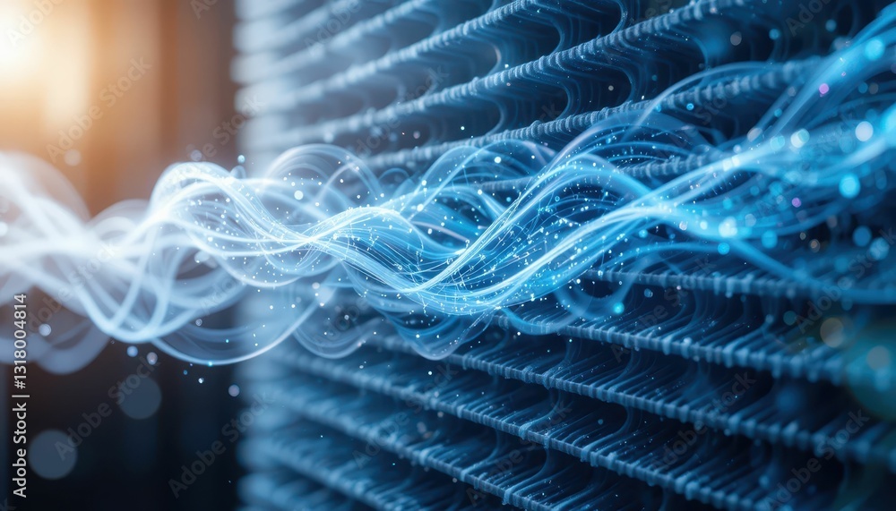 Poster abstract visual representation of digital waves and light patterns