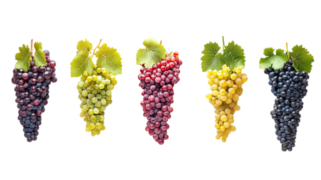 Types of grapes isolated on transparent background. - Powered by Adobe