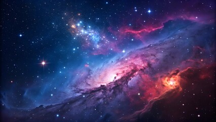 Colorful Cosmic Nebula with Shining Stars in the Vast Universe