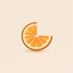 Fresh Orange Slice on Beige, Minimalist, Healthy Food Concept