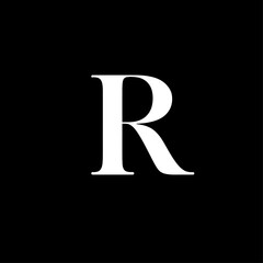 Elegant White Letter R on Black Background, Luxury, Typography