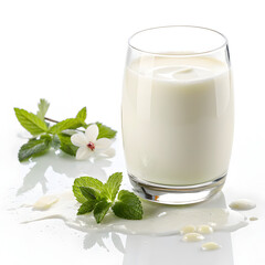 Glass of milk isolated on white background