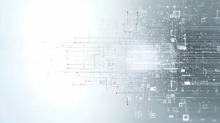 Obraz premium Abstract Futuristic Digital Technology Background With Glowing White And Gray Geometric Lines And Shapes