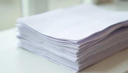 Stack of white paper receipts folded and arranged neatly, Receipt, Office