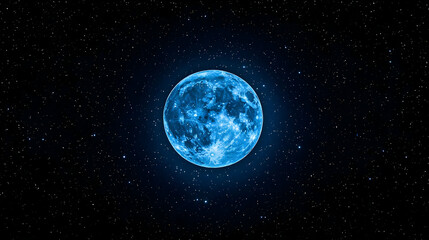 Fototapeta premium Luminous Blue Moon Against a Starry Night Sky in Digital Art