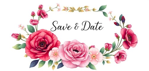 Elegant floral frame wedding invitation label design, perfect for save-the-date or RSVP, label, marriage