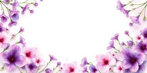 Delicate watercolor purple floral frame, soft edges, vibrant hues, nature, card