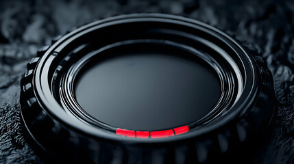 A Circular Black Shiny Ring with Red Segment Indicators