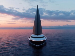Fototapeta premium Concept yacht with solar sails and advanced AI navigation, futuristic recreation and sustainable marine travel