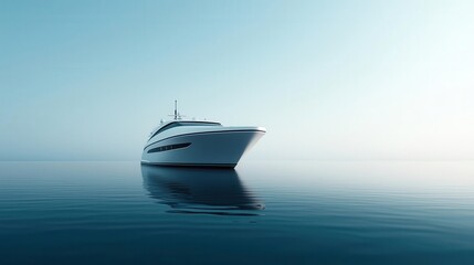 Fototapeta premium Futuristic luxury yacht with sleek aerodynamic design, cruising in crystalclear waters, innovative recreation and modern technology