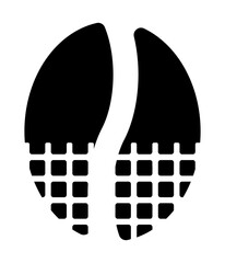 icon of a coffee bean breaking apart into small square fragments symbolizing grinding or transformation.