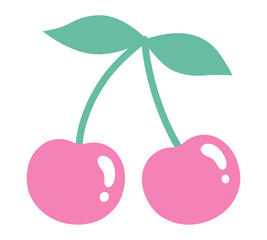 かわいいさくらんぼのベクターイラスト。チェリー、果物、フルーツ