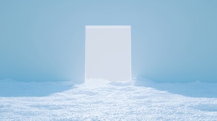 White Cube on Blue Textured Background Minimal 3D Render
