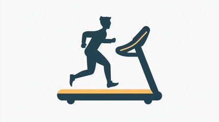 Fototapeta premium Man running on treadmill, fitness, workout, gym, healthy lifestyle, illustration