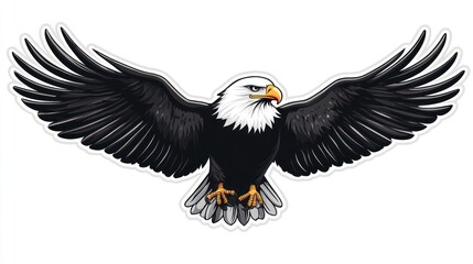 Obraz premium Majestic bald eagle in flight, white background, wildlife