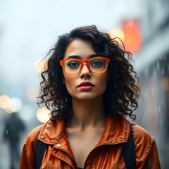 women with glasses, orange glasses, digital art, illustration, portrait, female, fashion, style, modern, contemporary, graphic, design, artwork, creative, artistic, visual, image, trendy, fashionable,