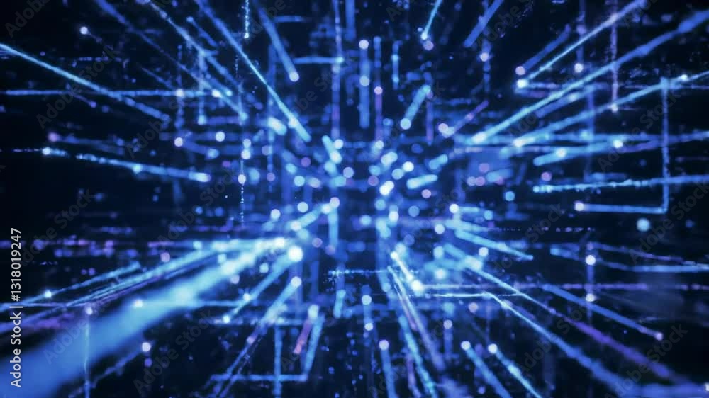Poster dynamic blue abstract digital design representing technology and connectivity in a futuristic space 