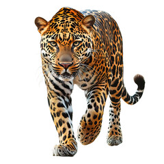 Obraz premium Large leopard is walking across on transparent background