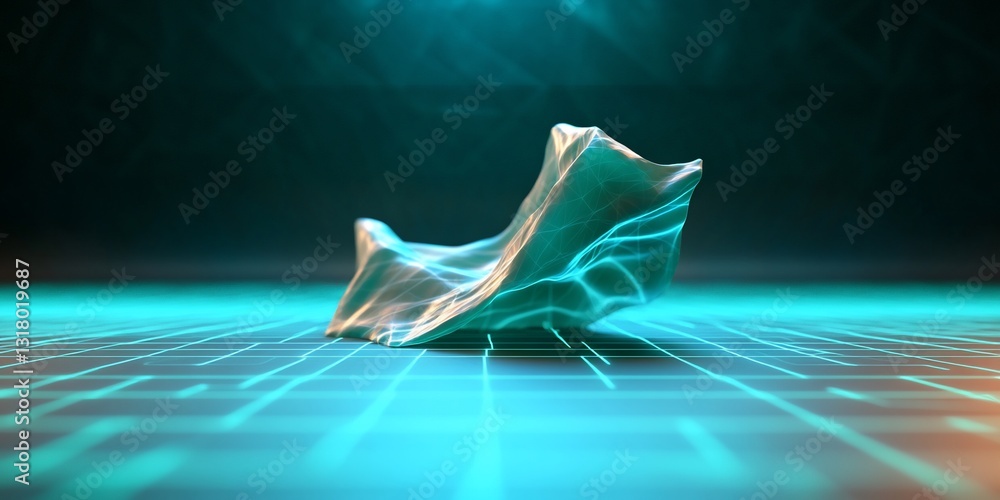 Aufkleber abstract shape on illuminated grid for modern design and technology visuals