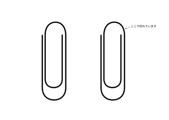 切れてて前後に分けられるゼムクリップのイラストセット