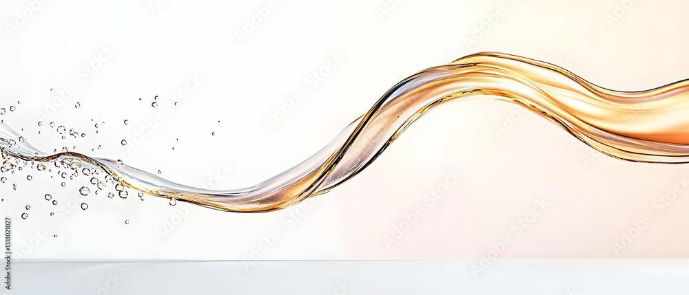 Aufkleber dynamic golden liquid splash in motion on white background with gradient light effect