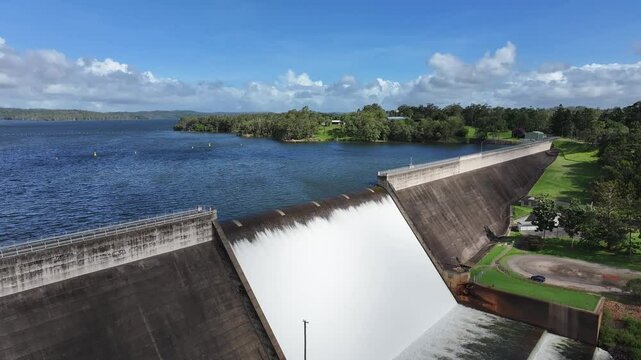 Aerial footage of Lake Tinaroo wall Queensland Australia