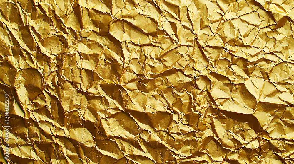 Poster Golden Crumpled Paper Texture Background With A Rough And Textured Surface For Design Projects