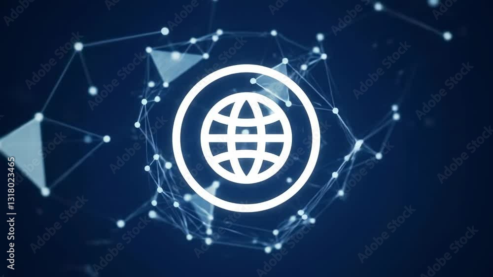 Poster a digital illustration of a networked globe: symbolizing global connectivity and technological advan
