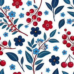 seamless floral pattern with birds