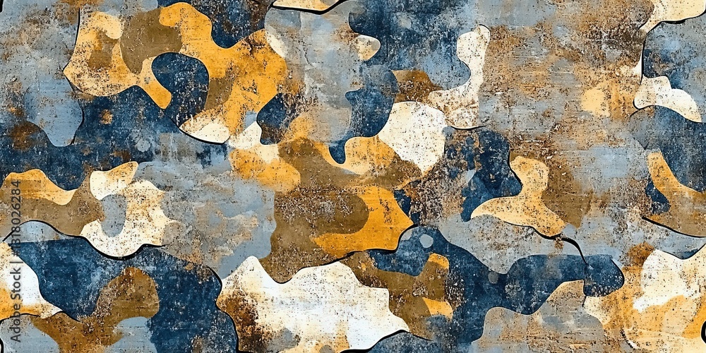 Poster abstract camouflage pattern with earthy tones and textures creating a modern, artistic backdrop suit