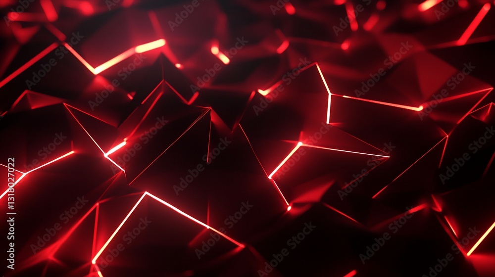 Aufkleber abstract red geometric pattern glowing lines dark background digital art 3d render