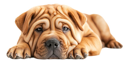 Obraz premium Close-up of a shar pei dog isolated on transparent background.