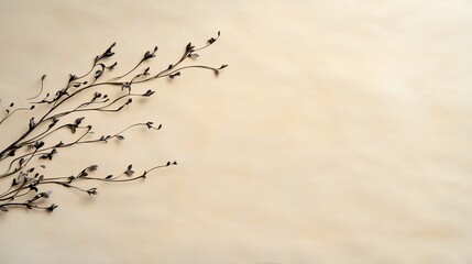 Dried plant sprigs on beige background