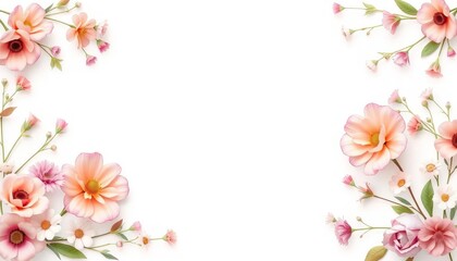 Pastel floral square border, boho style, soft colors, elegant botanical design, wedding & Valentine's decor, flowers, pattern