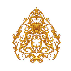 Vintage rococo decor with leaves and swirls. Victorian arabesque