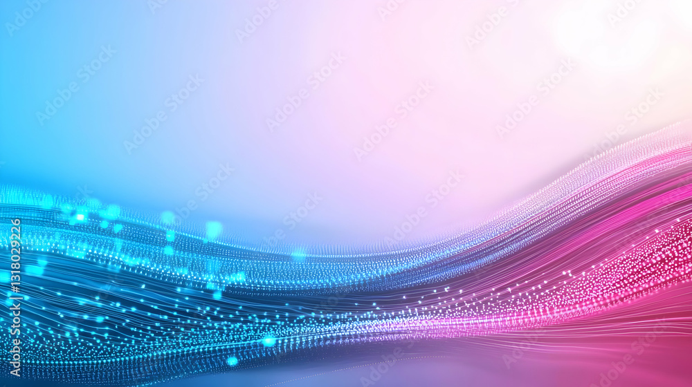 Aufkleber abstract digital wave of blue and pink light on gradient background representing technology and mode