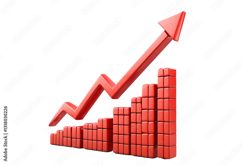 Aufkleber red upward arrow graph isolated on transparent background