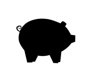 Pig graphic icon. Pig black silhouette isolated on white background