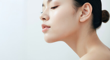 女性の横顔のクローズアップ（日本人・アジア人）