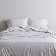 Soft White Bedding on Minimalist Bed in Bright Room Setting