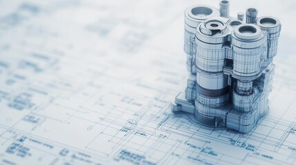 Exploded technical drawing of a small singlecylinder engine, highlighting simplicity and functional design