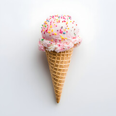 Strawberry Ice Cream Cone Stock Photo isolated on transparent background