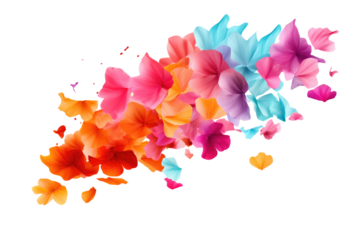  flying petals on white background