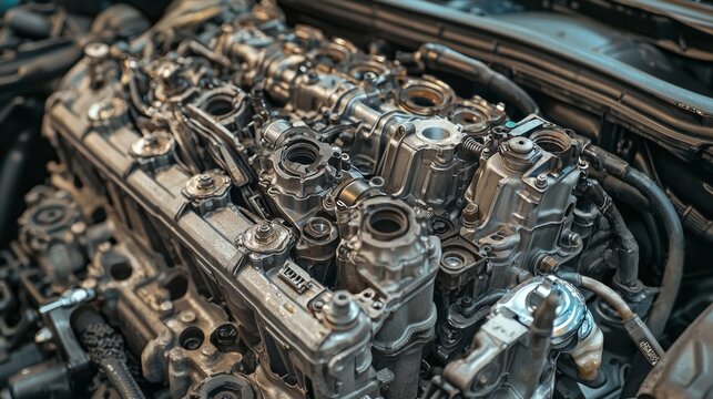 Detailed View of a Straight Six Engine in Repair Process