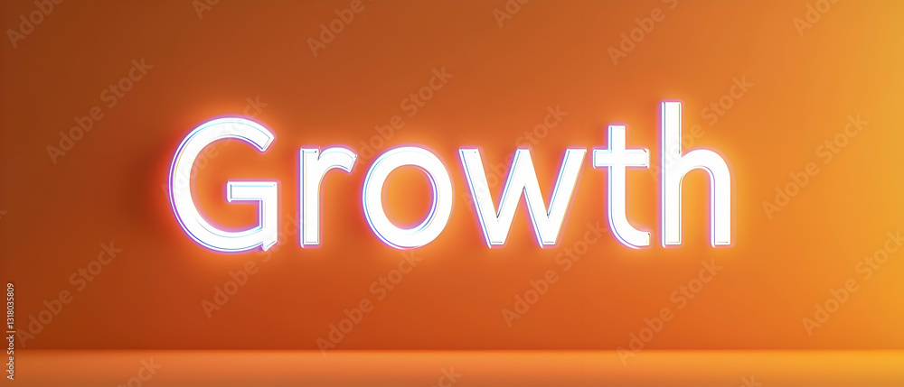 Poster growth bright white bold text on a warm orange background with a subtle light glow and simple modern