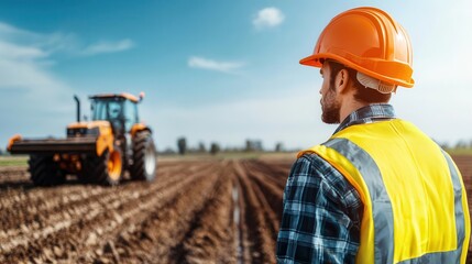 Engineers testing heavy machinery for efficiency in agricultural environments