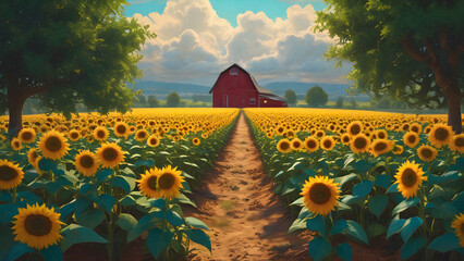Farming: Sunflowers and Red Barns in America's Heartland