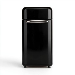 Stylish Black Refrigerator with Retro Design and Smooth Finish