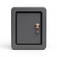 Small metal safe with prominent keyhole and round knob handle